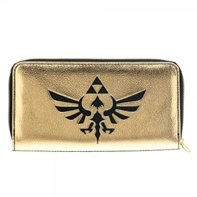 Cartera Nintendo Zelda Cremallera Alrededor Dorada Negra Reverso Cartera Foto 1 de 3