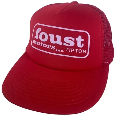 De Colección Foust Motors Inc Tipton Indiana Sombrero Rojo Malla Snapback Camionero Speedway Marca Foto 1 de 4