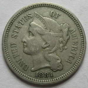 1881 Three Cent Nickel -VF- (#53aa) - Picture 1 of 2