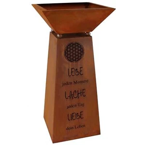 Rost Deko Pflanzsäule Blume des Lebens Gartendeko & inspirierender Spruch üb - Bild 1 von 5