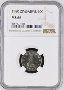 Zimbabwe 10 Cents 1980 NGC MS 66 - Picture 1 of 2