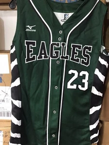 Mizuno Ladies Medium Eagles Green Baseball Performance Jersey #23 - Picture 1 of 4