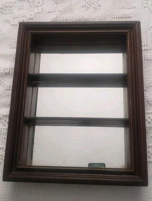 VTG 3 Tier Wall Mirror Wood Shelf Shadow Box Display  MCM  - Image 1 of 4