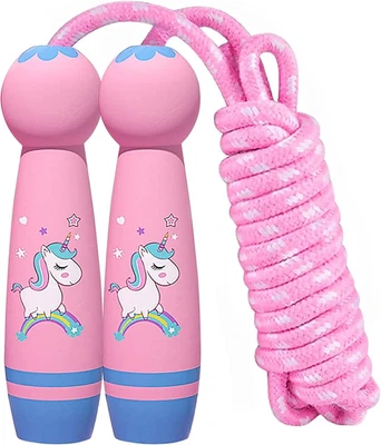 Verstellbares Springseil für Kinder mit Holzgriff Regenbogen Seilspringen - Bild 1 von 4