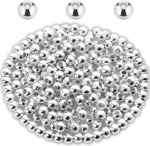 200 piezas cuentas espaciadoras de plata para hacer joyas, agujero de cuentas de metal enchapado en plata de 5 mm  - Imagen 1 de 12