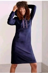Boden Oriel Sweatshirt Hoodie Dress Women’s 8 Long Navy Blue Cotton - Picture 1 of 5