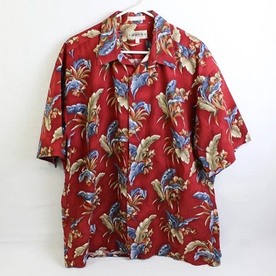 Campia Moda Men's XL Red Floral Hawaiian Shirt Button Up Short Sleeve - Image 1 of 4