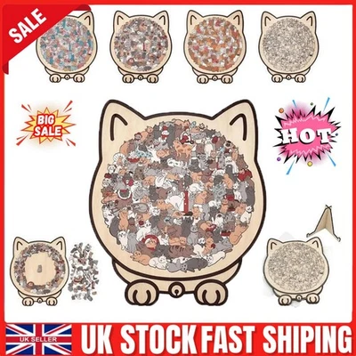 135-Piece Morandi-Colored Cat Shaped Wooden Jigsaw Puzzle, Cats Shaped Puzzles🔥 - Image 1 of 4
