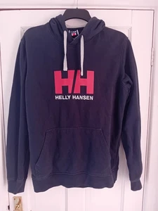 Felpa con cappuccio uomo Helly Hansen 100% cotone blu scuro con logo rosso taglia large - Foto 1 di 6