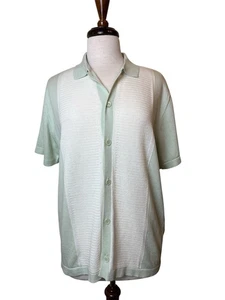 Zara Men Knit Skirt Button Up Size M Mint Beige Colors Collared European - Picture 1 of 7