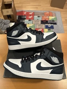 Größe 12 – Nike Air Jordan 1 Mid Armory Navy Blue White 554724-411 Sneaker Schuhe - Bild 1 von 9