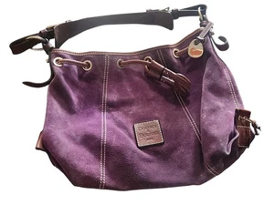 Dooney & Bourke Hobo Bag Purse Purple Suede - Picture 1 of 2