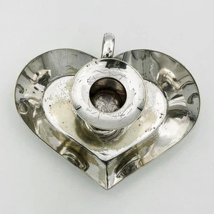 ANTIQUE NOVELTY LOVE HEART CHAMBERSTICK SILVER PLATE VICTORIAN c1890 - Picture 1 of 6