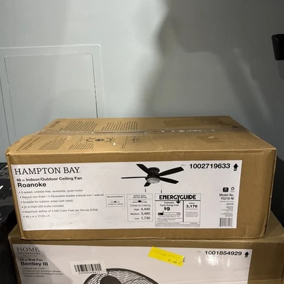 Hampton Bay 48 in. Wet Rated Natural Iron Ceiling Fan w/ LED Bulbs Included - Image 1 of 4