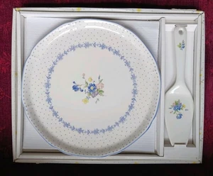 Nikko Blue Peony Round Serving 11 in. Cake Plate & Server in Orig Box - NEW - Picture 1 of 6