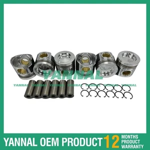 6 pcs Piston with Pin and Circlips STD ME305671 for Mitsubishi 6M60 Engine - Picture 1 of 6