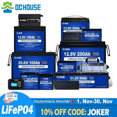 LiFePO4 Akku 12V/24V/48V 6Ah 30Ah 100Ah 200Ah Lithium Batterie BMS für RV Solar - Bild 1 von 4