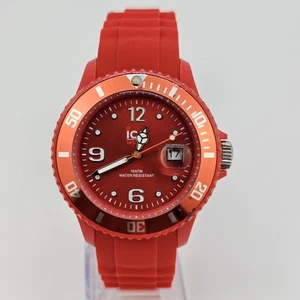 Ice-Watch Unisex Red Silicone Band 40MM Rotating Bezel Date 8" New Battery - Picture 1 of 16