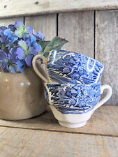 2 Vintage Staffordshire Ironstone Liberty Blue and White Teacups