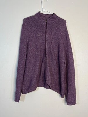 Cárdigan Sahalie Cremallera Frontal Tejido Mezcla Algodón Mármol Púrpura Talla 1X Foto 1 de 4