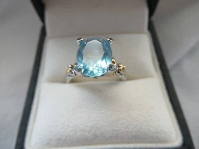 Gavriel Sterling Silver, 14K, Blue Topaz Byzantine Style Ring Size 8 - Image 1 of 4