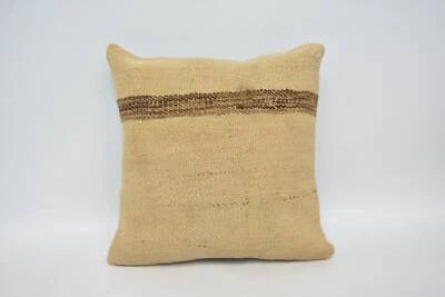 Cushion, 14"x14" Beige Cushion, Kilim Cushion Sham, Pillow for Couch - Image 1 of 4