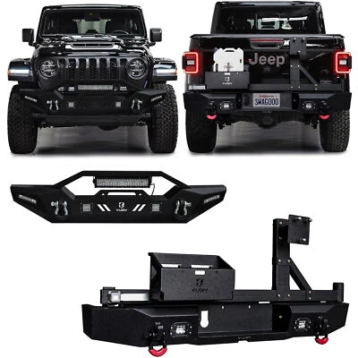 Vijay Fit 2020-2025 Jeep Gladiator JT Black Front or Rear Bumper with LED Lights Foto 1 de 4