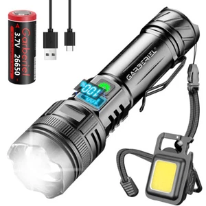High Lumens LED Rechargeable Flashlight Tactical Torch w/Portable COB Work Light - Picture 1 of 18