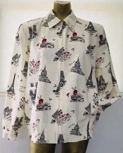 DA-RUE For DRAPER & DAMONS Vintage PARIS Postcard Print JACKET Size 14 - Picture 1 of 12