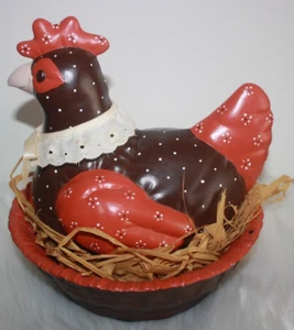 Vintage Hen & Bowl Set 1976 Brown & Orange GUC - Picture 1 of 6