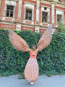 Conjunto de disfraz de pájaro marrón con alas y cola de ángel hechas a mano para baile festival - Imagen 1 de 10