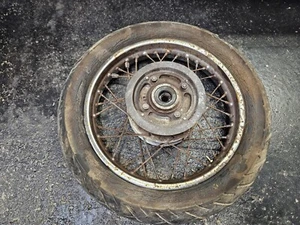 81 Honda CM400E CM400 E original COMPLETE REAR WHEEL RIM HUB DRUM SPOKED 16x2.15 - Picture 1 of 16