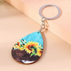 Water Drop Shaped Sunshine Sunflower Pendant Keychain Car Key Ring Handbag G SHI