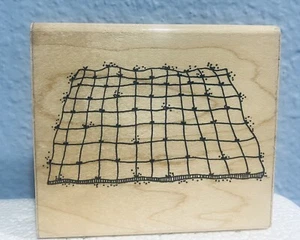Edredón de picnic sello de goma montado en madera 3,5" x 3" PUNTOS 173 NUEVO - Imagen 1 de 3