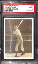 1986 SPORTFLICS DECADE GREATS #25 TED WILLIAMS PSA 9 18370104