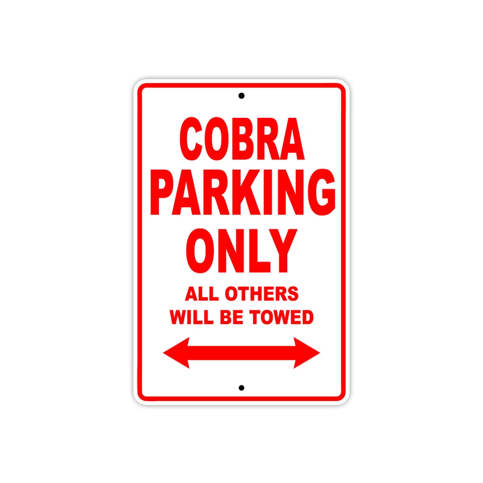 AFTERPRINTS Cobra Parking Only Towed Motorcycle Bike Art Novelty Notice Aluminum Metal Sign