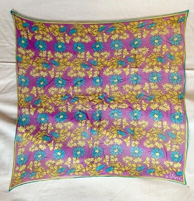 VINTAGE VERA NEUMANN VERASHEER SILK SCARF Chiffon Flower Power 22" x 23" VTS54 - Image 1 of 4