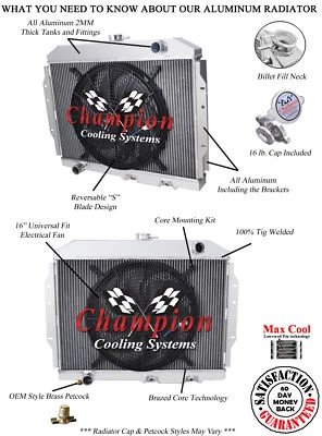 Kool Champion 4 Row All Aluminum Radiator W/ 16" Fan for 1968 - 1974 AMC Javelin - Image 1 of 4