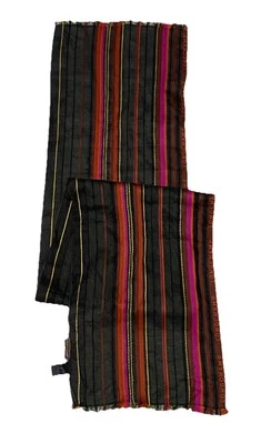 LONGCHAMP Multicolor Striped W / Logo Print Silk Blend M.in.Italy 62"/14" PEC - Image 1 of 4