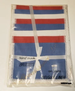 Cocktail/Tea Napkin Belgian Renaissance Set of 8 SquareLace Trim Vintage - Picture 1 of 4