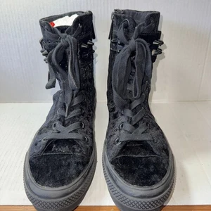 Zapatillas Killstar Plataforma Terciopelo Negro Tachonado con Cordones y Hebilla Steam Punk - Imagen 1 de 6