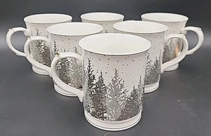 6- Grace Teaware Winter Forest Fine Porcelan Coffee/Tea Cups  - Picture 1 of 17
