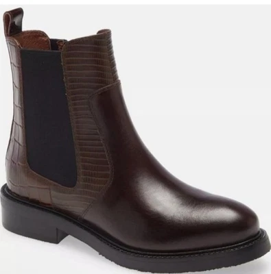 Jeffrey Campbell Edmond Chelsea Botines Mujer 8 Marrón Cuero Real Cremallera Classi Foto 1 de 4