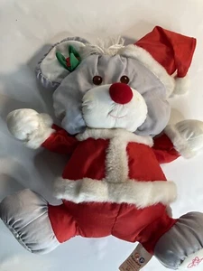 Vintage Fisher Price 13" Puffalump Christmas Mouse 1988 Santa Suit 8029 Nylon - Picture 1 of 3