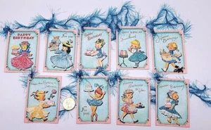 9~Cumpleaños~Hecho a mano~Retro~Brillo~Cartas de lino~Etiquetas de regalo~~Artesanías~Fiestas - Imagen 1 de 1