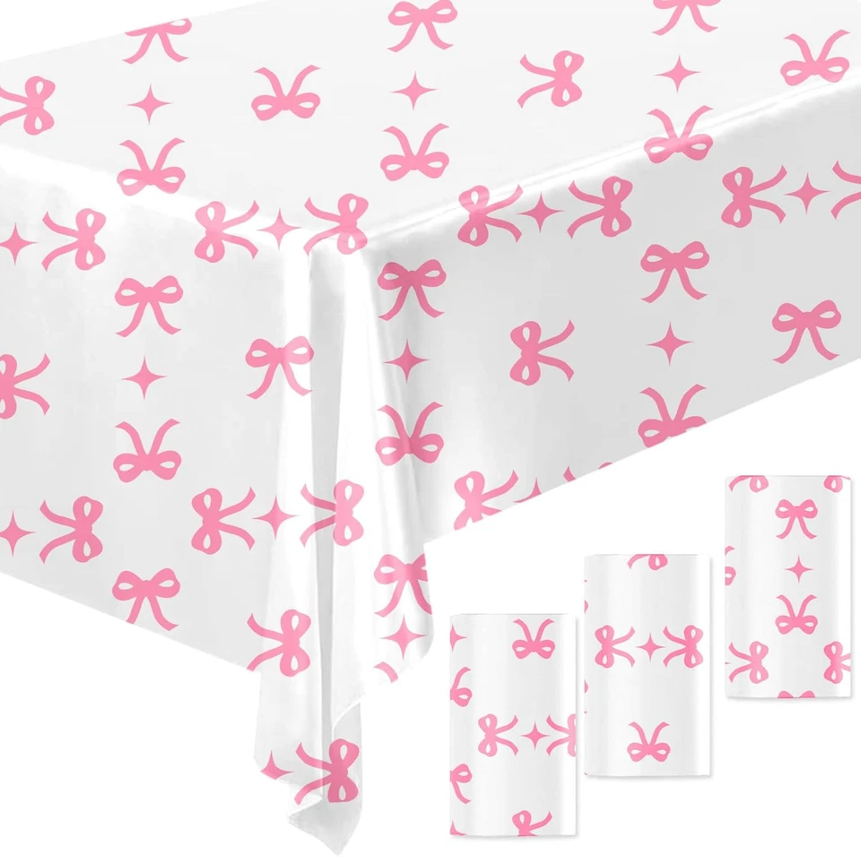 3 Piezas Paño de Mesa de Lazo Rosa Mesa Rectangular Suministros de Fiesta Arco Tema Desechable  Foto 1 de 4