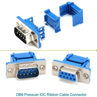 9 Pin Press IDC Ribbon Cable Connector Serial DB9 RS232 Male Plug Female Socket - Image 1 of 3