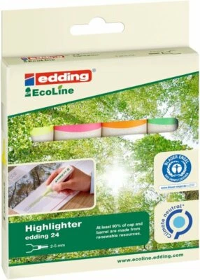 Edding Highlighter 24 4er-Etui sortiert nachfüllbar Wasserbasis "Blauer Engel" - Bild 1 von 2