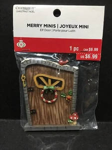 Celebrate It Miniature Christmas Elf Door Fairy Garden Craft 3.5" x 2.5" New - Picture 1 of 3