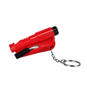 Red Car Keychain Safety Hammer For Broken Window Whistle Warning Help Escape - Bild 1 von 10